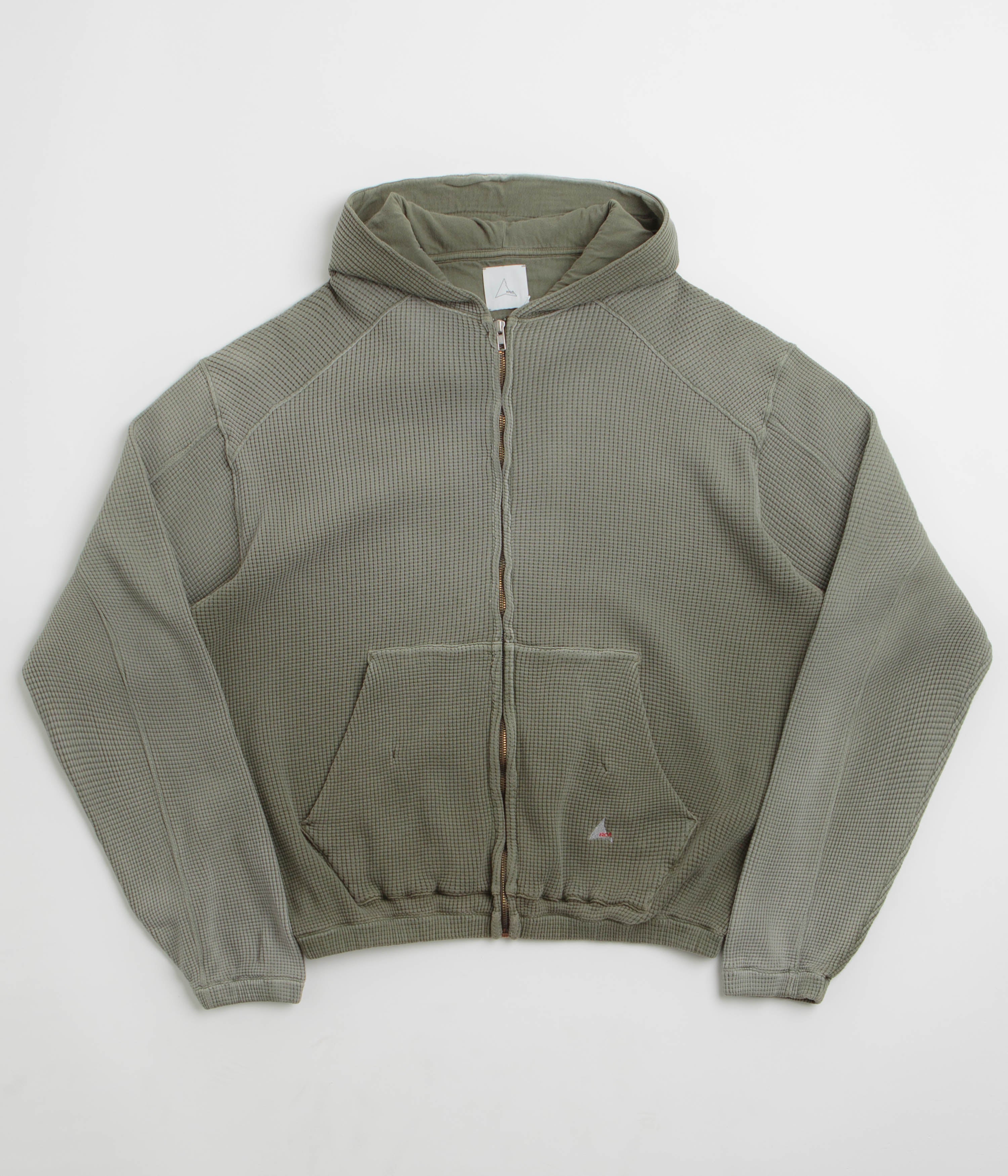 ROA Bee Sun Faded Zip Up Hoodie in Olive