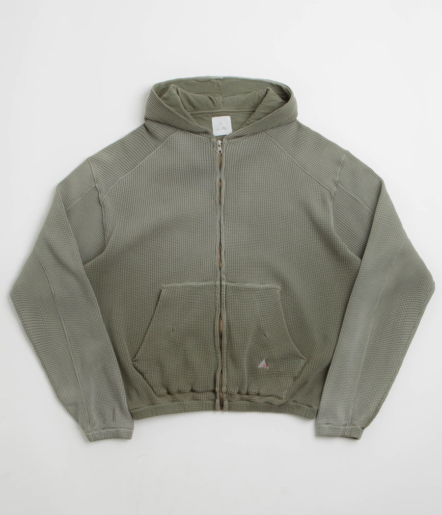 ROA Bee Sun Faded Zip Up Hoodie in Olive