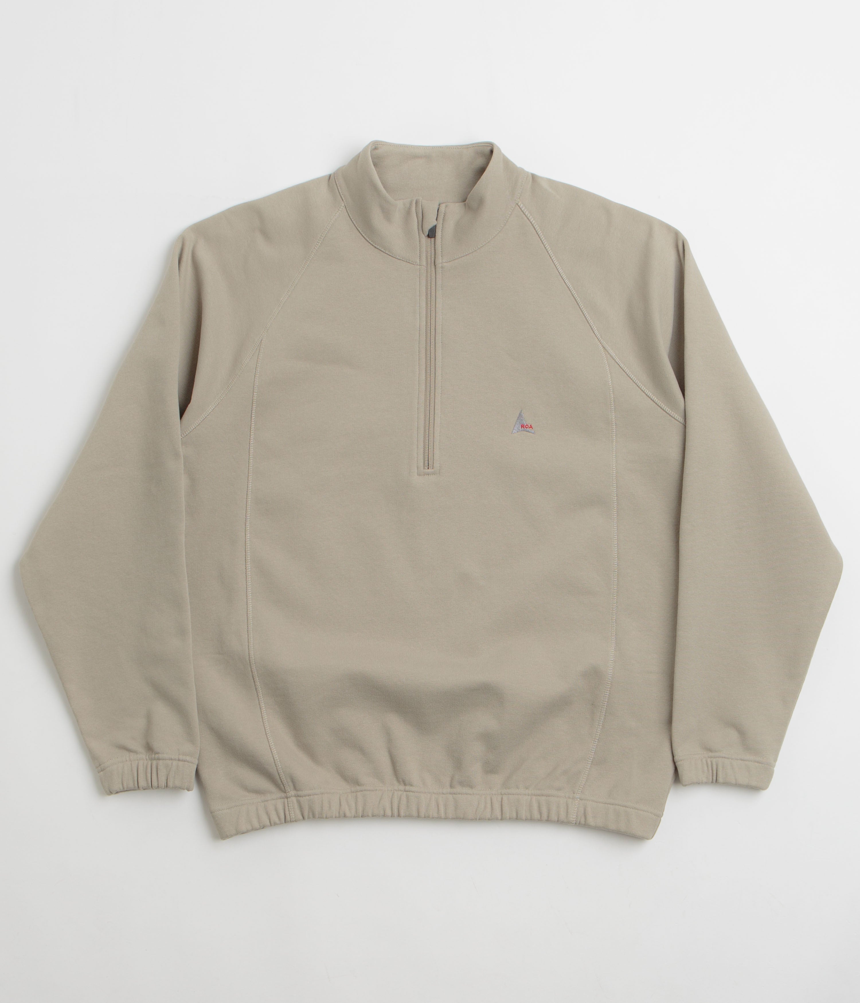 ROA Heavy Half Zip Sweatshirt in Taupe