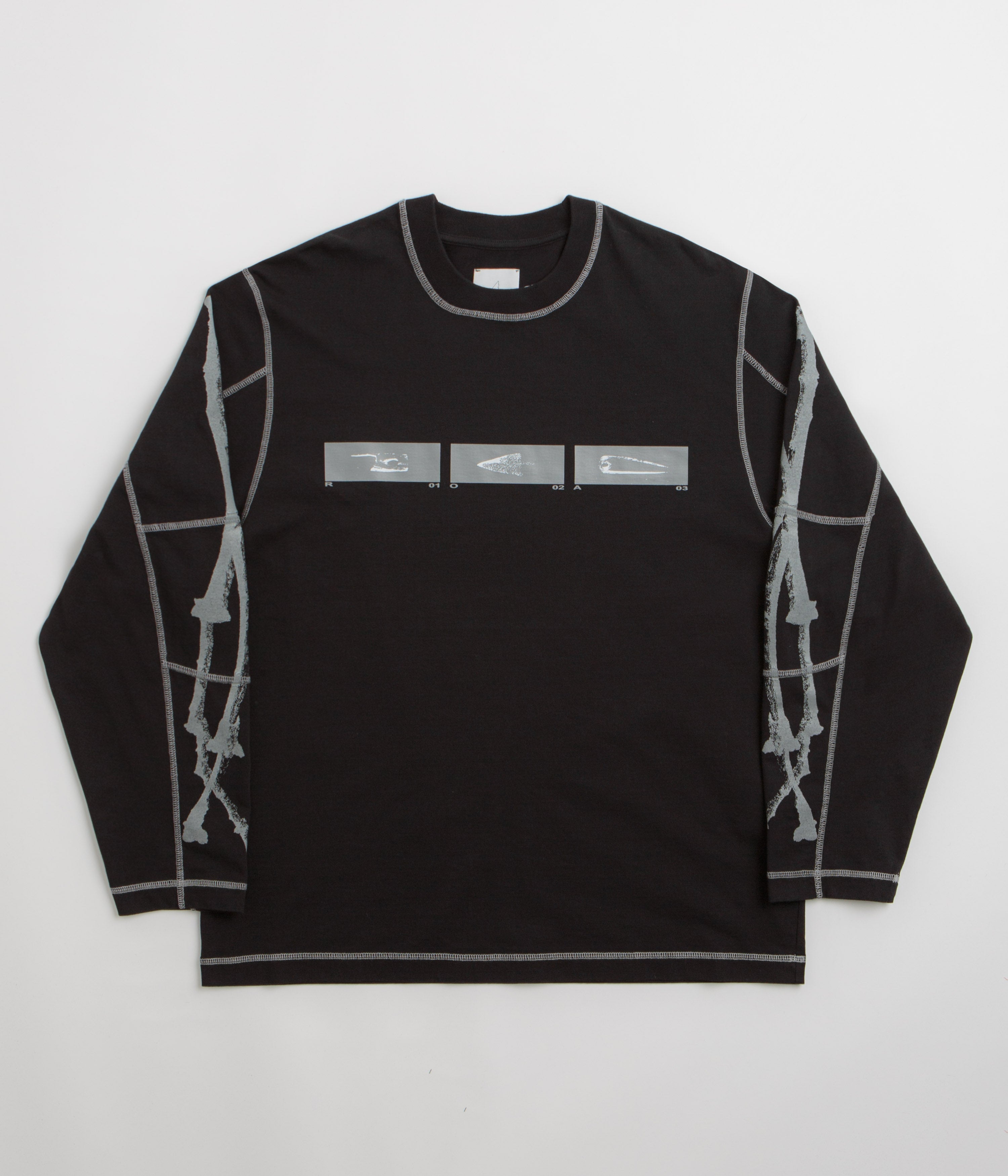 ROA Sticks Stitch Long Sleeve T-Shirt in Black
