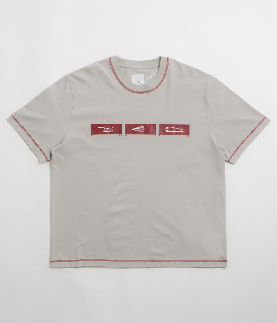ROA Sticks Stitch T-Shirt in Light Grey