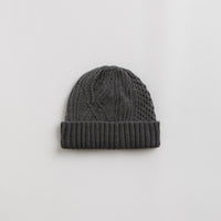 RoToTo Aran Cable Beanie in Black Denim thumbnail