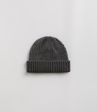 RoToTo Aran Cable Beanie in Black Denim