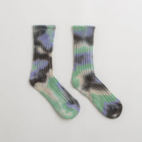 RoToTo Chunky Ribbed Socks in Black and Mint / Purple thumbnail