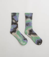 RoToTo Chunky Ribbed Socks in Black and Mint / Purple