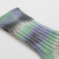 RoToTo Chunky Ribbed Socks in Black and Mint / Purple thumbnail