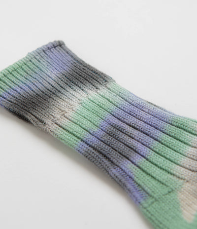 RoToTo Chunky Ribbed Socks in Black and Mint / Purple