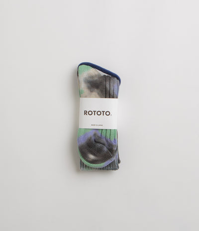 RoToTo Chunky Ribbed Socks in Black and Mint / Purple