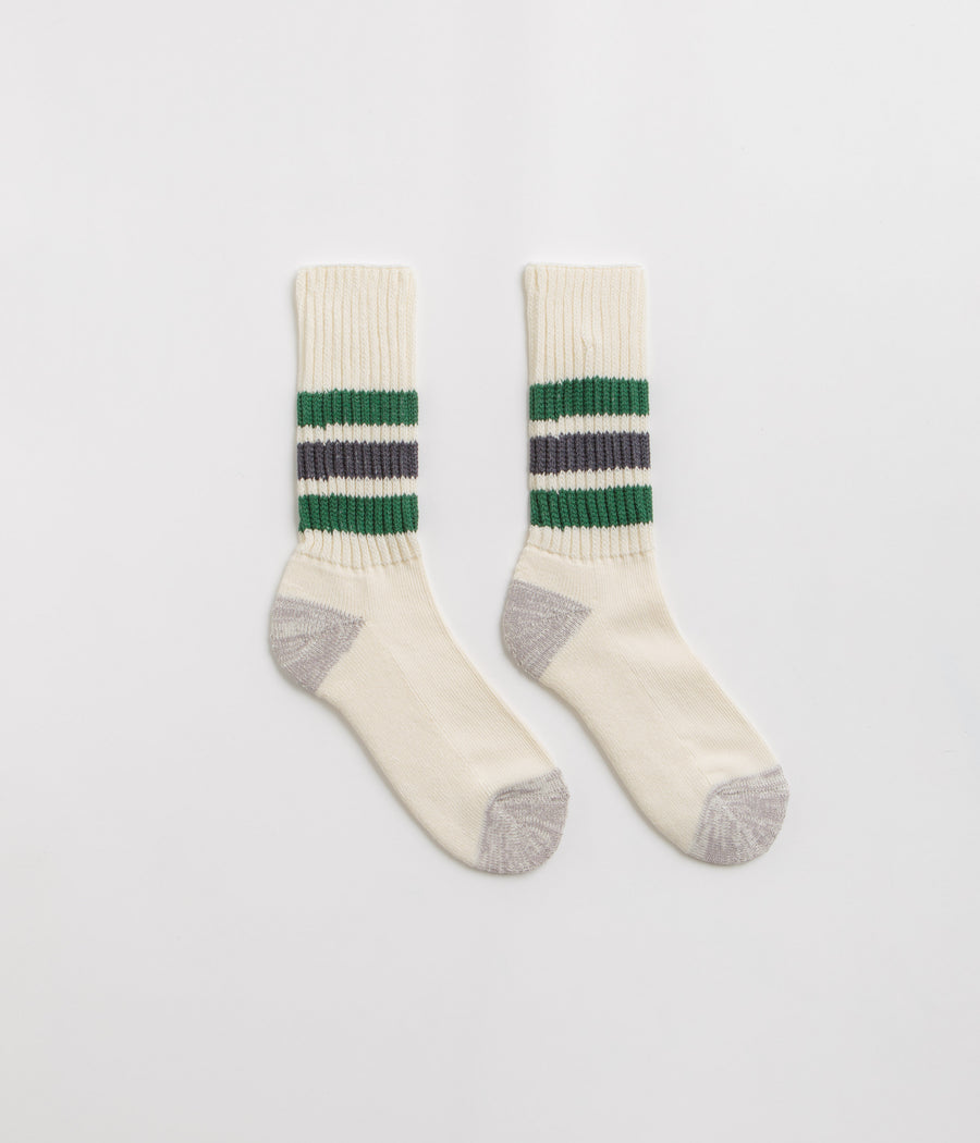 RoToTo Coarse Ribbed Socks in Green and Charcoal