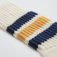 RoToTo Coarse Ribbed Socks in Navy and Yellow thumbnail