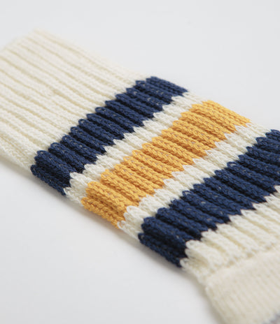 RoToTo Coarse Ribbed Socks in Navy and Yellow