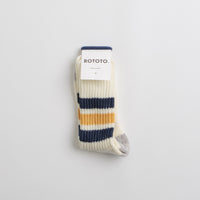 RoToTo Coarse Ribbed Socks in Navy and Yellow thumbnail