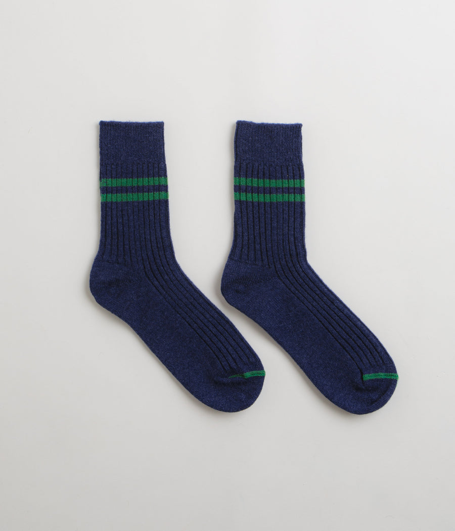 RoToTo Merino Lambswool Socks in Navy Blue and Green