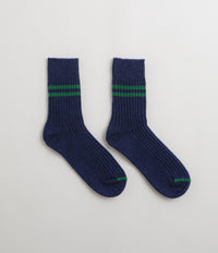 RoToTo Merino Lambswool Socks in Navy Blue and Green