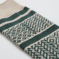RoToTo Multi Jacquard Socks in Ivory and Dark Green thumbnail