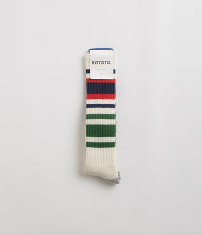 RoToTo Multi Oldschool Socks in Navy and Red