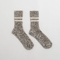 RoToTo OG Cotton Slub Stripe Socks in Black thumbnail