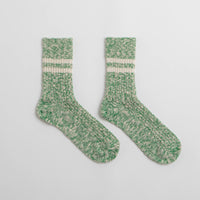 RoToTo OG Cotton Slub Stripe Socks in Green thumbnail