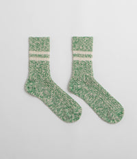 RoToTo OG Cotton Slub Stripe Socks in Green