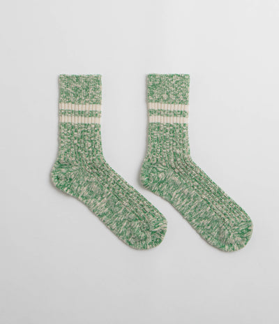 RoToTo OG Cotton Slub Stripe Socks in Green