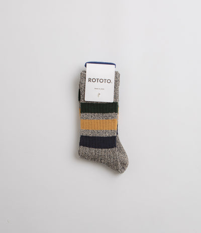 RoToTo Park Stripe Socks in Dark Grey