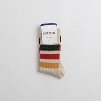 RoToTo Park Stripe Socks in Ivory thumbnail
