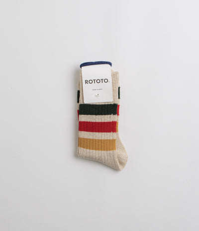 RoToTo Park Stripe Socks in Ivory
