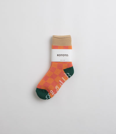RoToTo Pile Room Socks in Beige and Dark Green