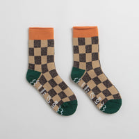 RoToTo Pile Room Socks in Light Orange and Dark Green thumbnail