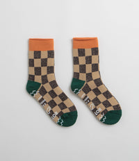 RoToTo Pile Room Socks in Light Orange and Dark Green