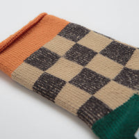 RoToTo Pile Room Socks in Light Orange and Dark Green thumbnail