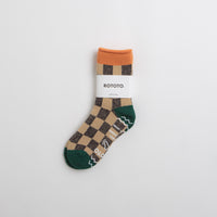 RoToTo Pile Room Socks in Light Orange and Dark Green thumbnail