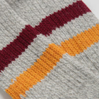 RoToTo Retro Winter Socks in Grey and Burgundy / Dark Yellow thumbnail