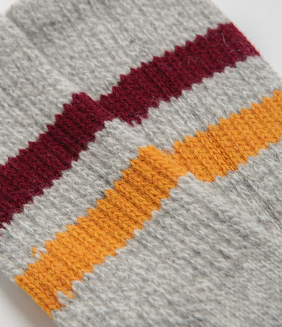 RoToTo Retro Winter Socks in Grey and Burgundy / Dark Yellow