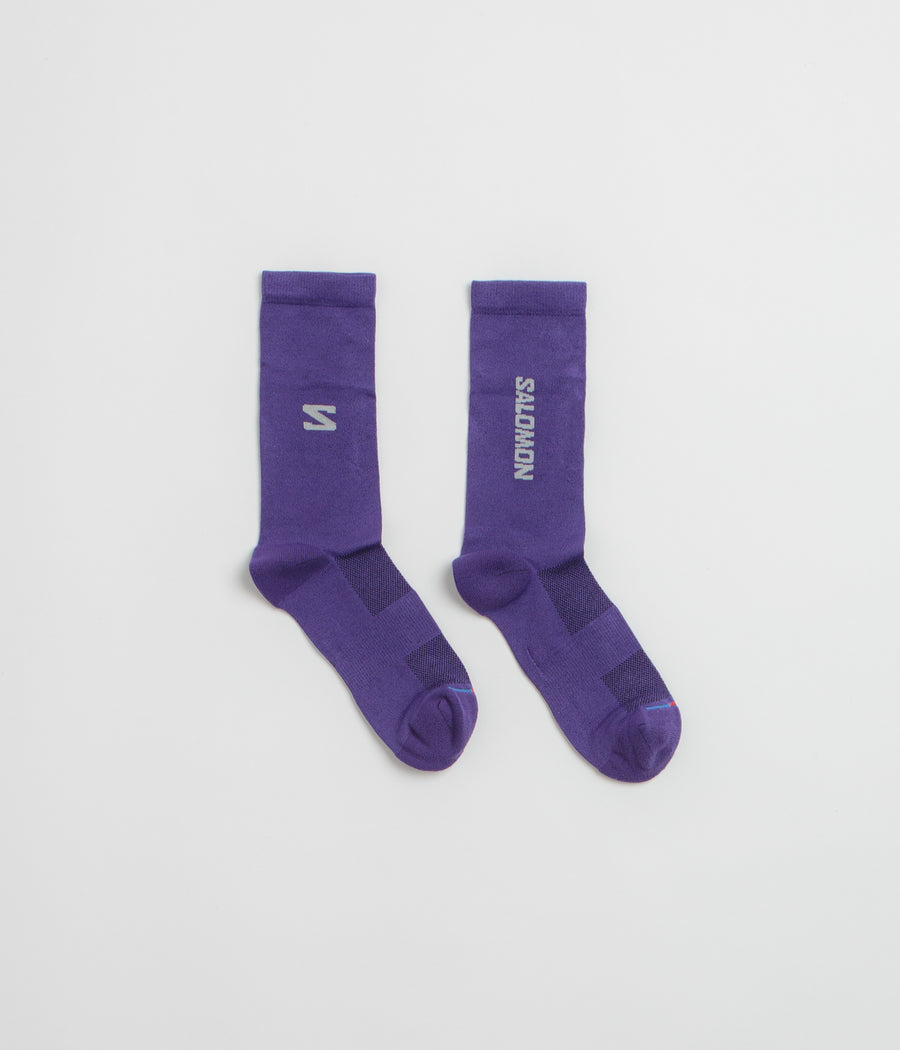 Salomon 365 Crew Socks in Deep Blue and Lava Falls