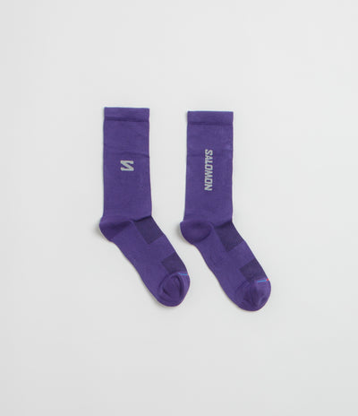 Salomon 365 Crew Socks in Deep Blue and Lava Falls