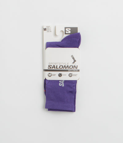 Salomon 365 Crew Socks in Deep Blue and Lava Falls