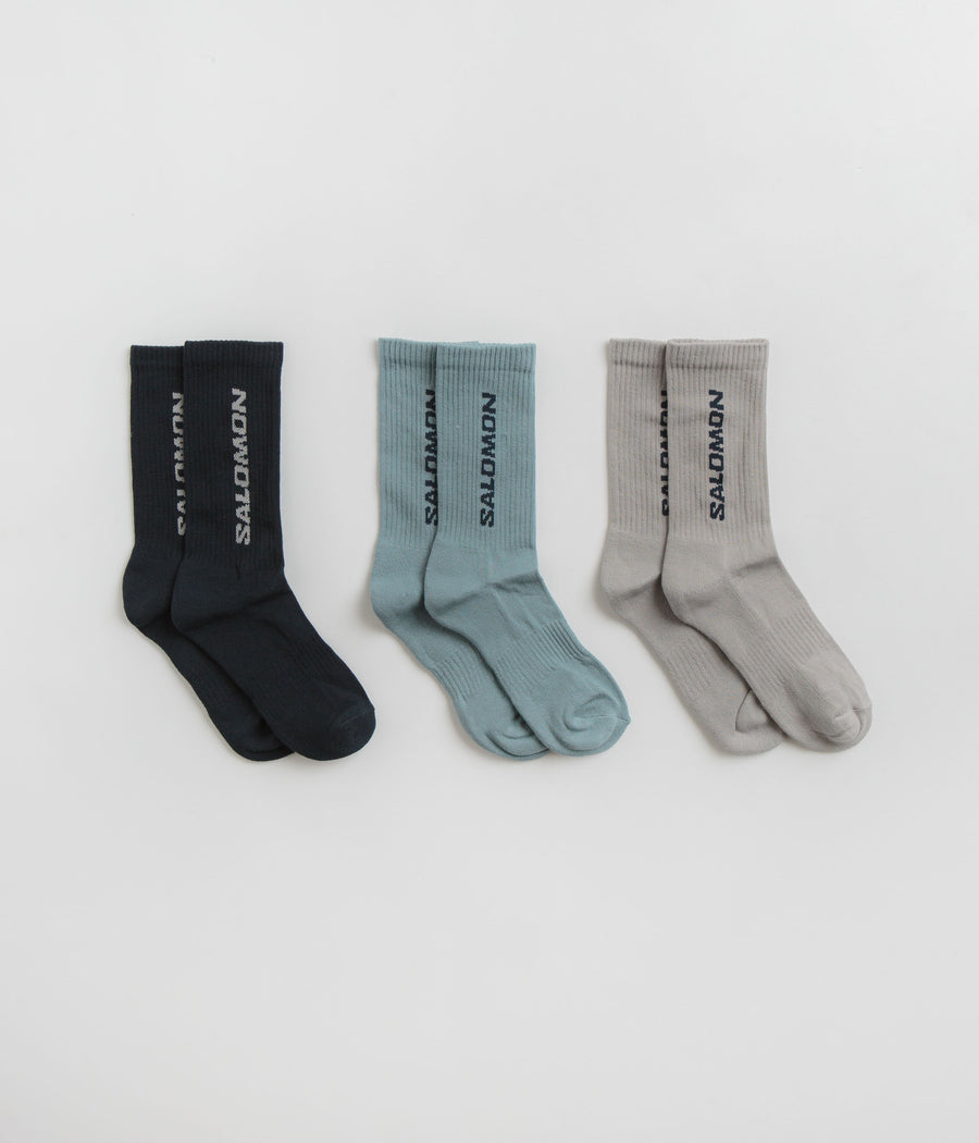 Salomon Everyday Crew Socks (3 Pack) - Carbon / Ghost Grey / Arona