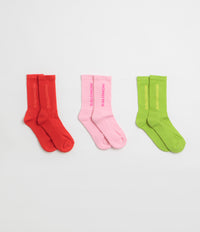 Salomon Everyday Crew Socks (3 Pack) in Flame Scarlet and Dark Citron / Fairy Tale