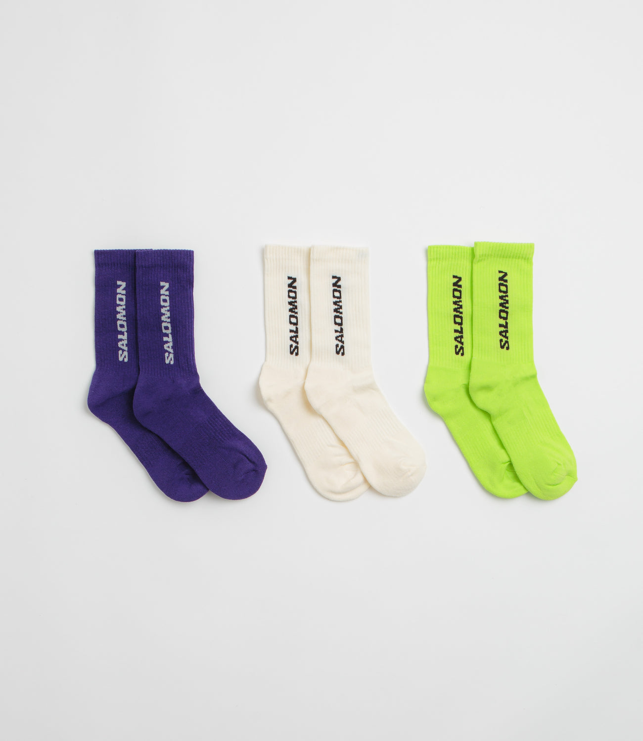 salomon divine ski socks Salomon Everyday Crew Socks (3 Pack) - Vanilla Ice / Acid Lime / Deep Blue