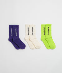 Salomon Everyday Crew Socks (3 Pack) - Vanilla Ice / Acid Lime / Deep Blue