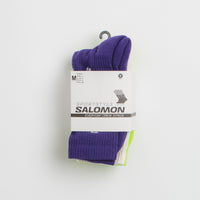 Salomon Everyday Crew Socks (3 Pack) in Vanilla Ice and Acid Lime / Deep Blue thumbnail