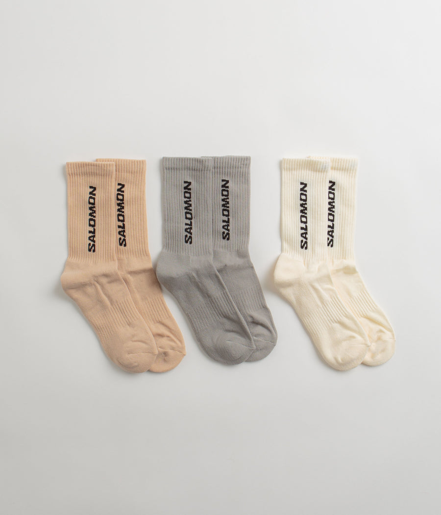 Salomon Everyday Crew Socks (3 Pack) - Vanilla Ice / Metal / Hazelnut