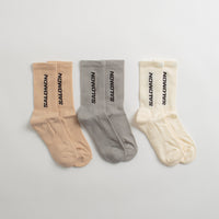 Salomon Everyday Crew Socks (3 Pack) in Vanilla Ice and Metal / Hazelnut thumbnail