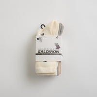 Salomon Everyday Crew Socks (3 Pack) in Vanilla Ice and Metal / Hazelnut thumbnail