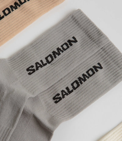 Salomon Everyday Crew Socks (3 Pack) in Vanilla Ice and Metal / Hazelnut