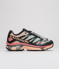 Salomon XT-4 OG Aurora Borealis Shoes in Black and Prairie Sunset / Sugar Coral