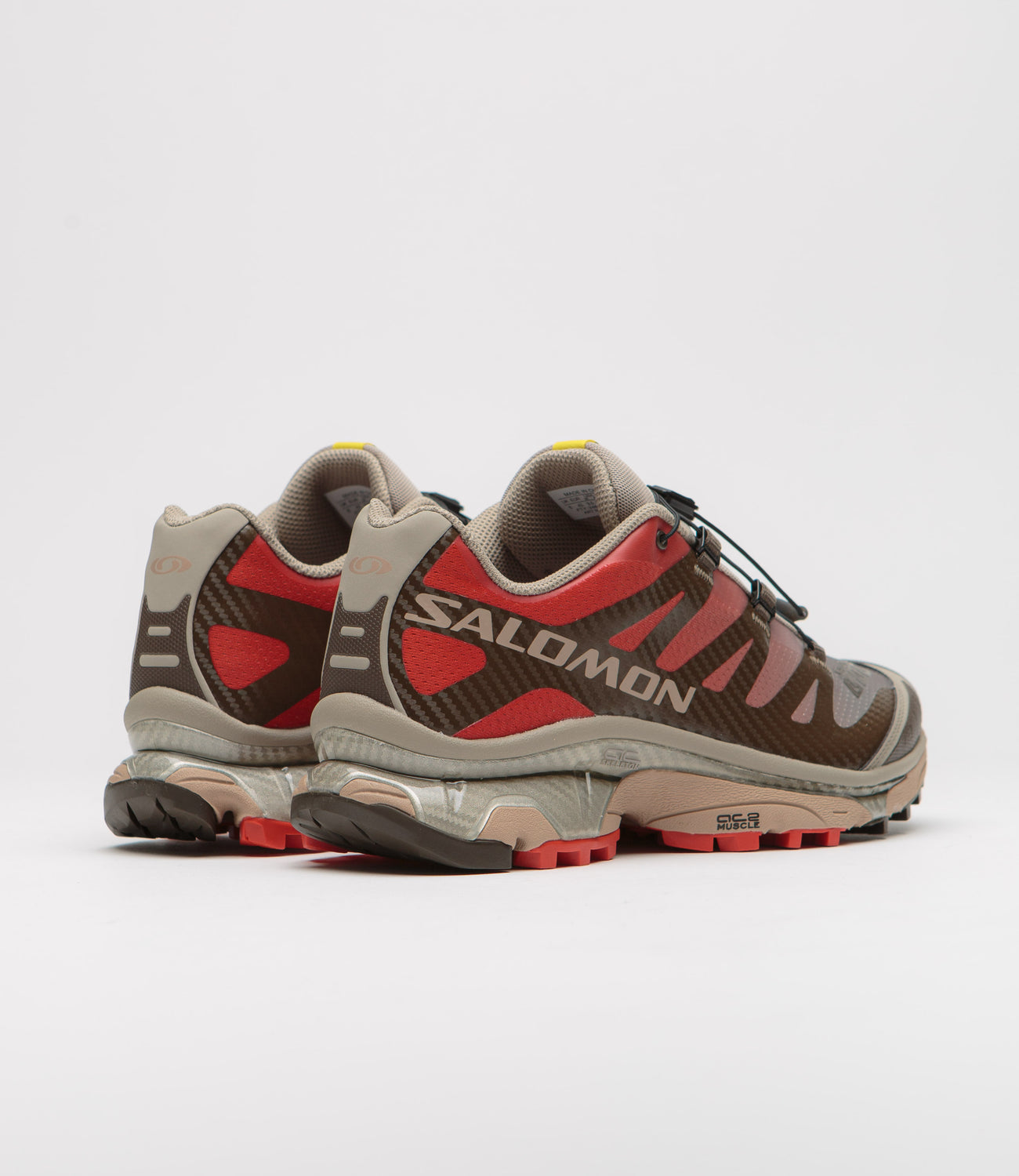 Salomon XT 4 OG Shoes Wren Vintage Khaki Aurora Red Flatspot