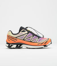 Salomon XT-6 Shoes in Black and Almond Cream / Dragon Fire
