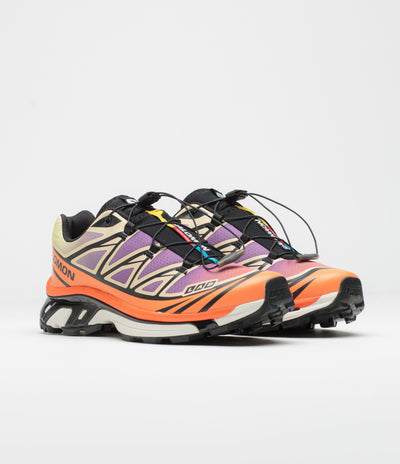 Salomon XT-6 Shoes in Black and Almond Cream / Dragon Fire